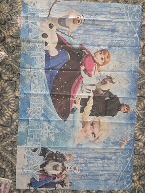 Frozen Character Happy Birthday Banner featuring Elsa & Anna